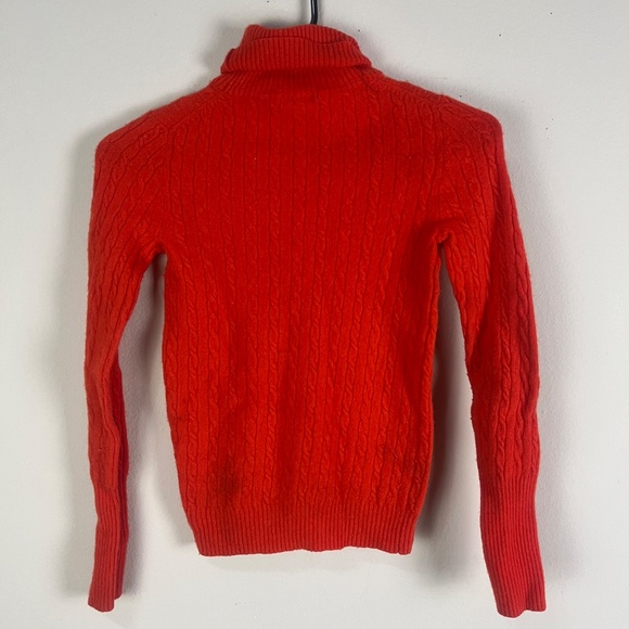 J.crew Women Turtle Neck Cable Knit Sweater Sz XS Cashmere Wool Fitted Y2K Red - Picture 5 of 10